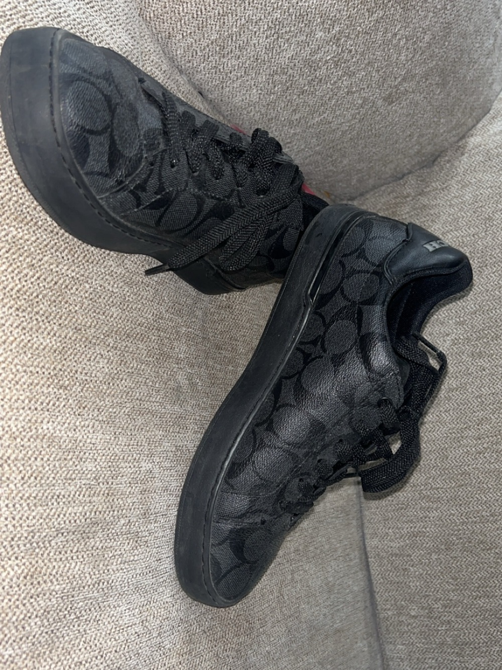 Coach Black Signature Pattern Low-Top Sneakers